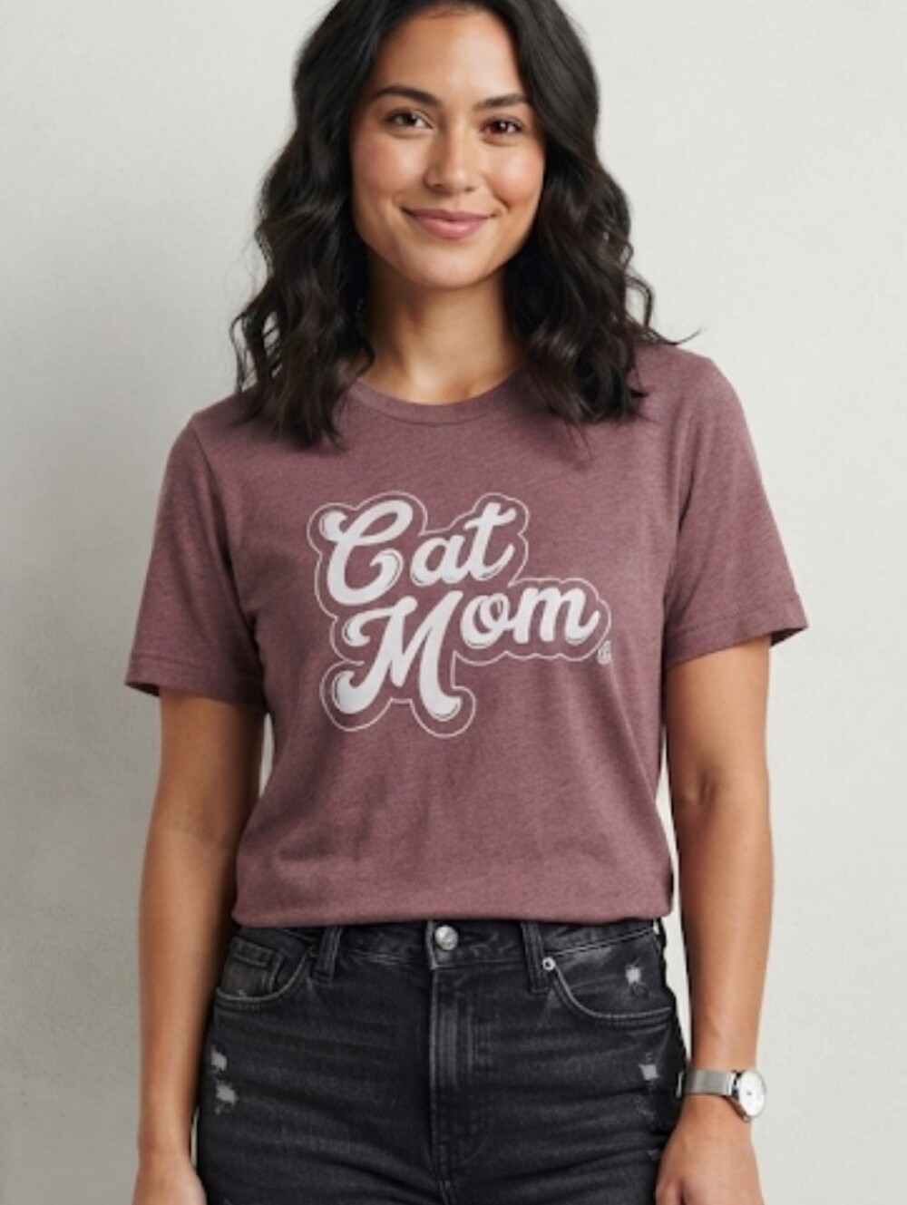 Women's Cat Lady Purple "Cat Mom" T-shirt Unisex Large